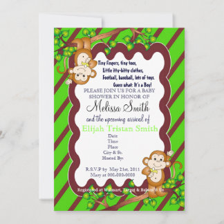 Invitation à la douche pour bébés singe