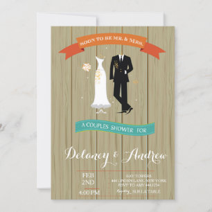 Invitation à la douche Rustic Couples
