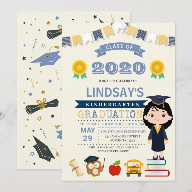 Invitation à la Faire-part de diplôme d'études pou (Devant / Derrière)
