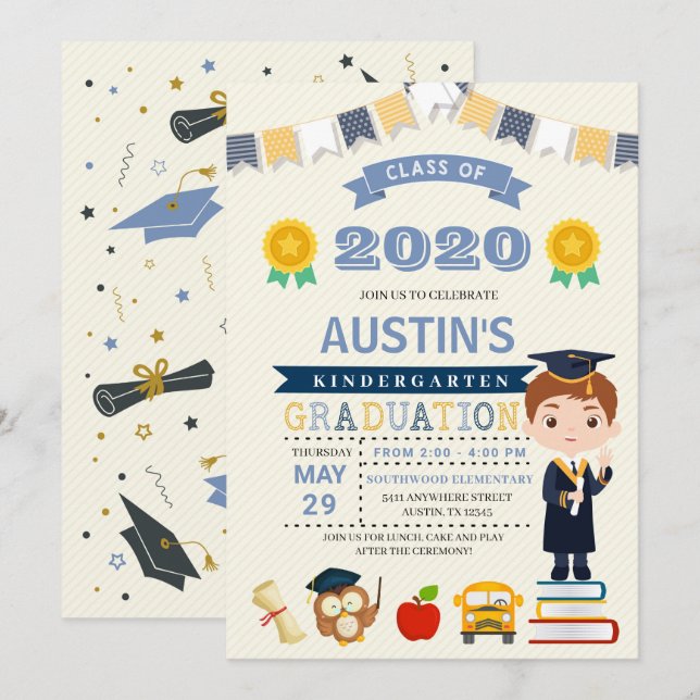 Invitation à la Faire-part de diplôme d'études pou (Devant / Derrière)