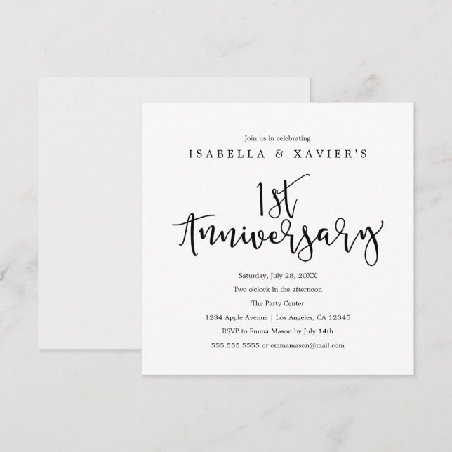 Invitation à la fête | 1er anniversaire (Devant / Derrière)