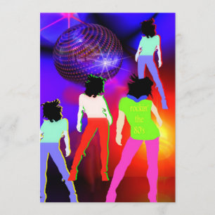 Invitation à la fête à thème des années 80 Disco f