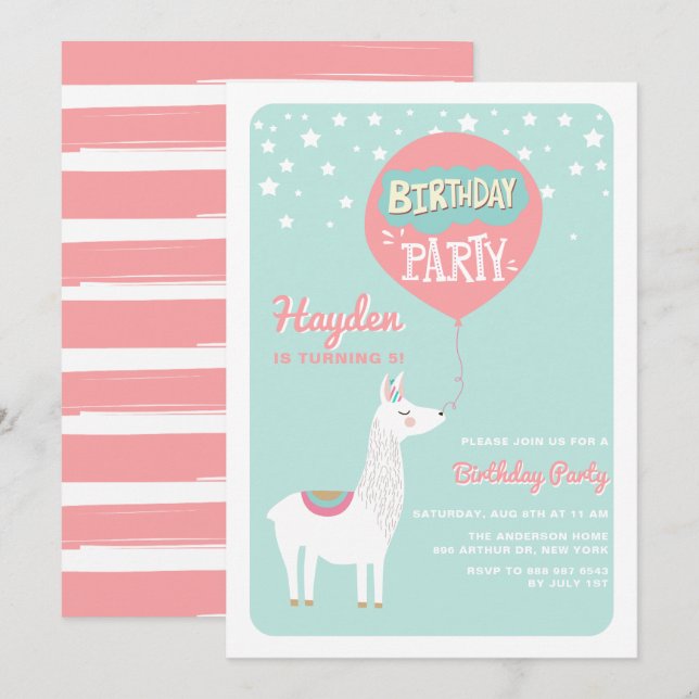 Invitation à la fête Anniversaire de enfant de l'A (Devant / Derrière)