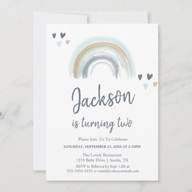 Invitation à la fête arc-en-ciel du Boho bleu 2e a (Devant)