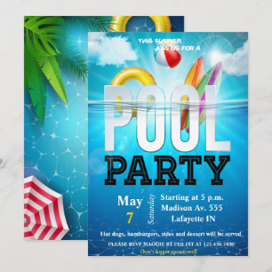 Invitation à la fête au bord de la piscine
