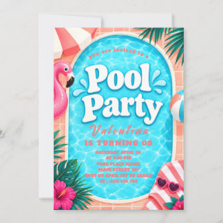 Invitation à la fête au bord de la piscine aux fla