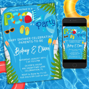 Invitation à la fête au bord de la piscine pour bé