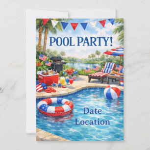 Invitation à la fête au bord de la piscine pour le