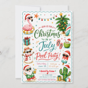 Invitation à la fête au bord de la piscine pour No