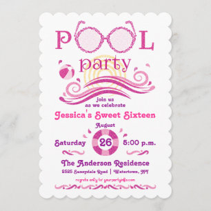 Invitation à la fête au bord de la piscine pour un