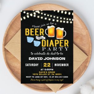 Invitation à la fête bébé Couches et Bières