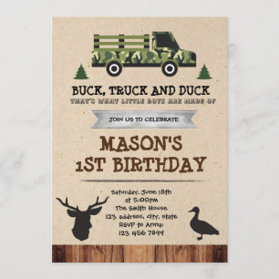 Invitation à la fête Bucks Trucks and Ducks