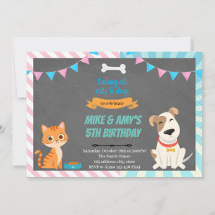 Invitation à la fête conjointe du chat et du chien