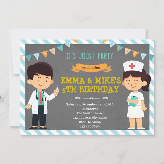 Invitation à la fête conjointe infirmière médecin (Devant)