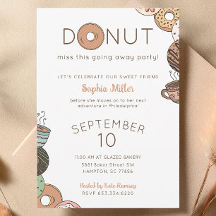 Invitation à la fête d'adieu de Cute Donuts