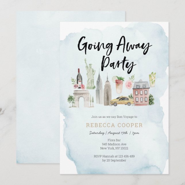 Invitation à la fête d'adieu de la ville de New Yo (Devant / Derrière)