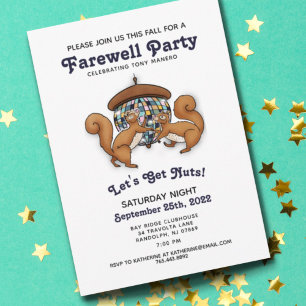 Invitation à la fête d'adieu des écureuils disco