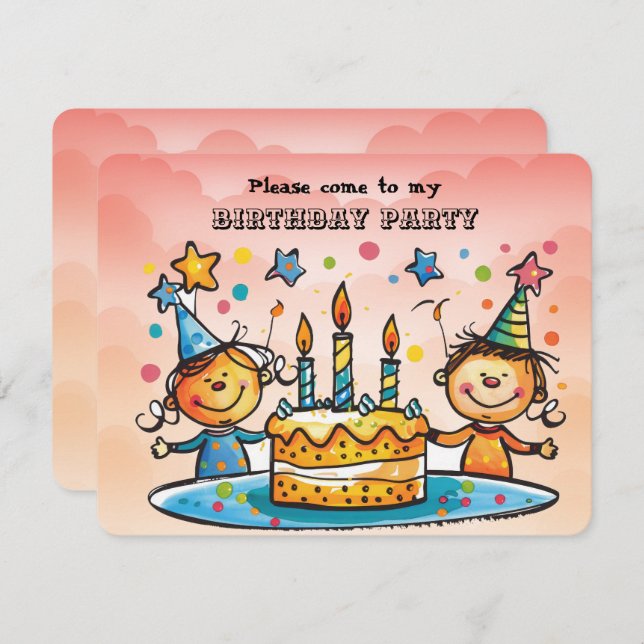 Invitation à la fête d'anniversaire (Devant / Derrière)