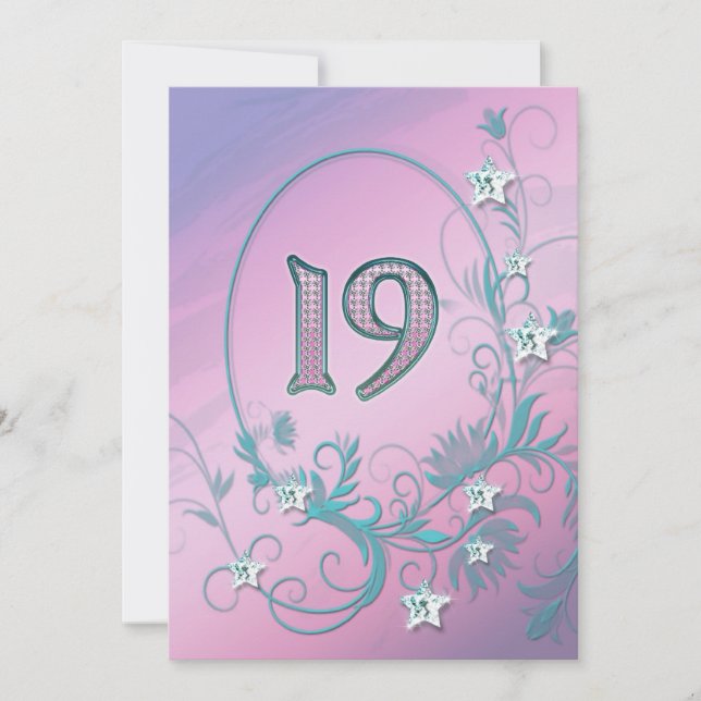Invitation à la fête d'anniversaire 19 ans (Devant)