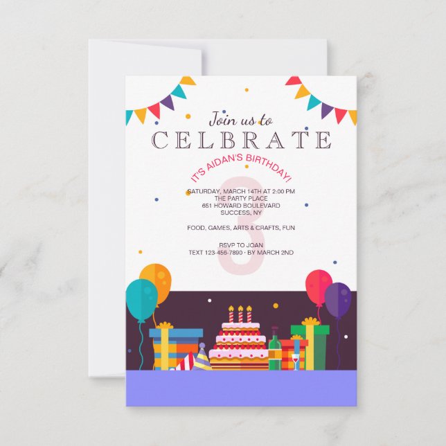 Invitation à la fête d'anniversaire "3" (Devant)