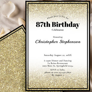Invitation à la fête d'anniversaire 87 ans en noir