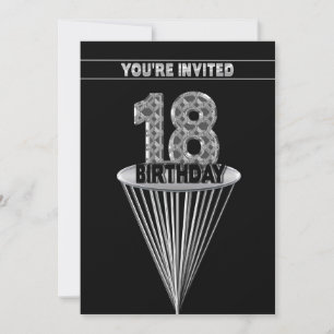 Invitation à la fête d'anniversaire - Argent et No