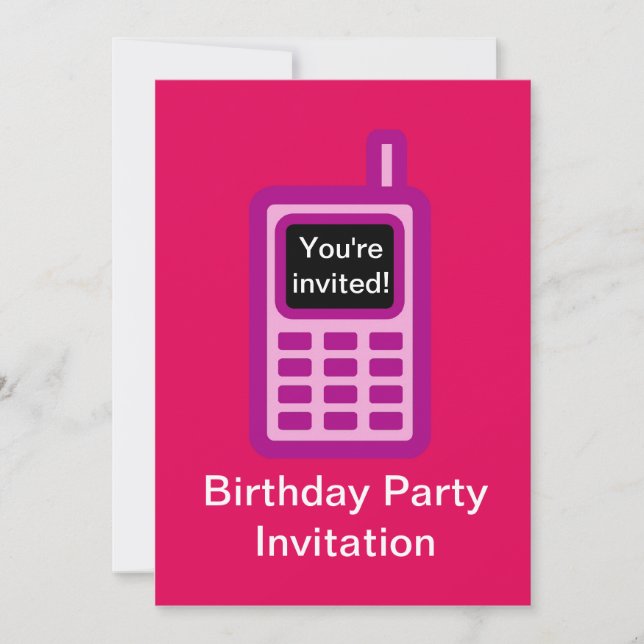 Invitation à la fête d'anniversaire avec un téléph (Devant)