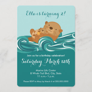 Invitation à la fête d'anniversaire Baby Otter