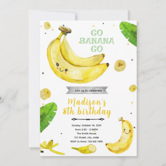 Invitation à la fête d'anniversaire Banane