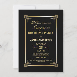 Invitation à la fête d'anniversaire Black and Gold