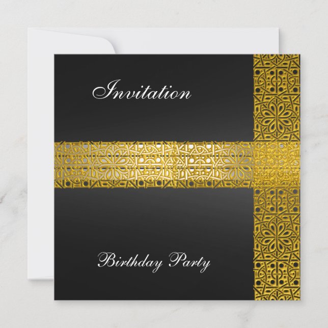 Invitation à la fête d'anniversaire Black Gold (Devant)