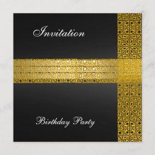 Invitation à la fête d'anniversaire Black Gold