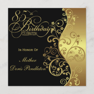 Invitation à la fête d'anniversaire Black & Gold 8