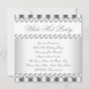 Invitation à la fête d'anniversaire blanche et cha