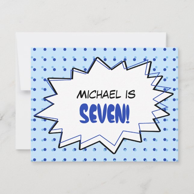 Invitation à la fête d'anniversaire Blue Pop Art (Devant)