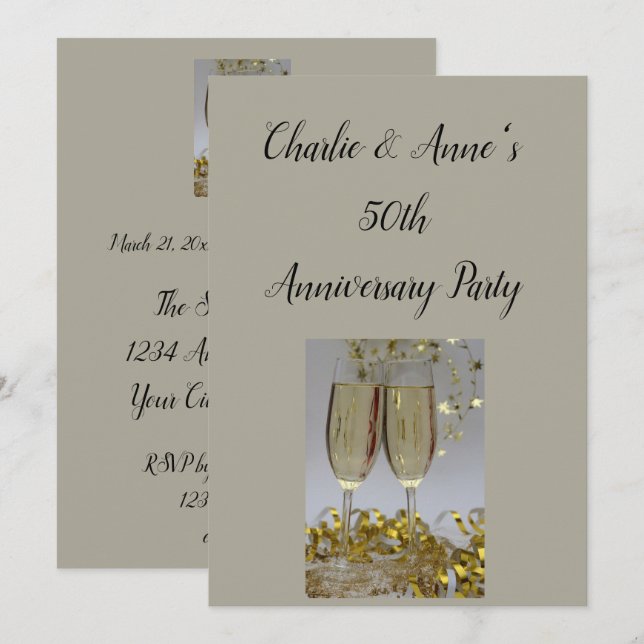 Invitation à la fête d'anniversaire Champagne & St (Devant / Derrière)