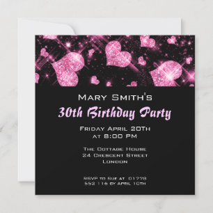 Invitation à la fête d'anniversaire Coeurs de Part