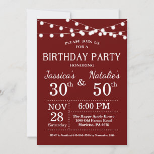 Invitation à la fête d'anniversaire conjointe pour