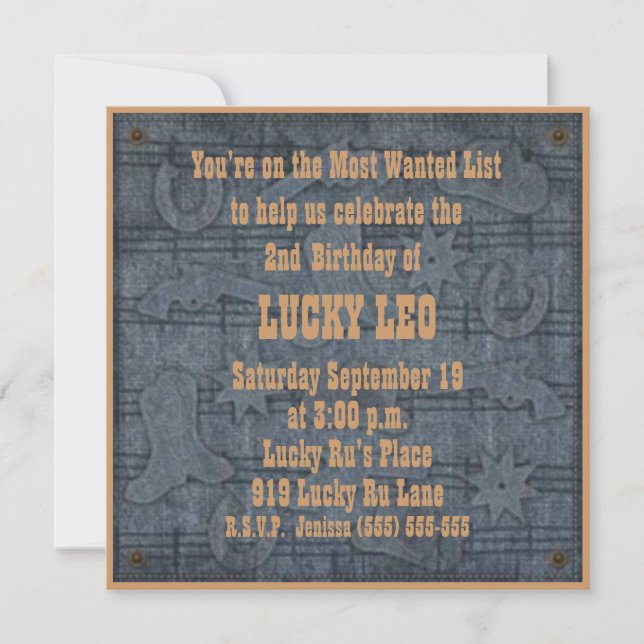 Invitation à la fête d'anniversaire Cowboy/Cowgirl (Devant)