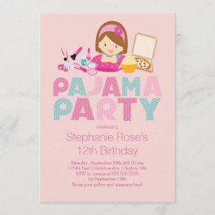 Invitation à la fête d'anniversaire Cute Tween Paj