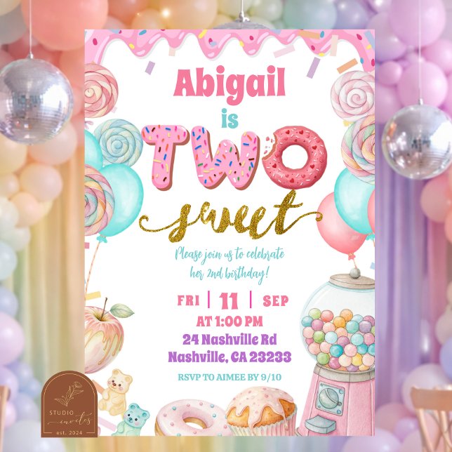 Invitation à la fête d'anniversaire de 2 ans Paste (Créateur téléchargé)