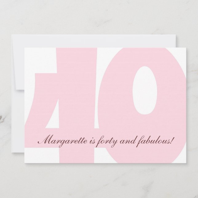 Invitation à la fête d'anniversaire de 40 ans (Devant)