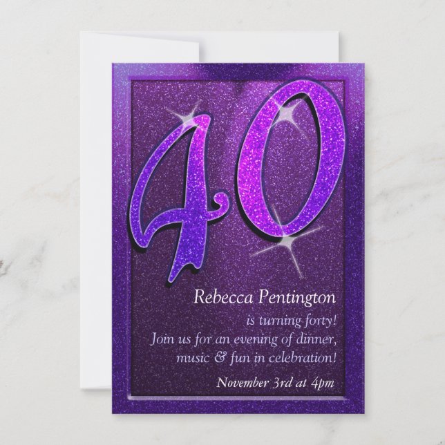 Invitation à la fête d'anniversaire de 40e anniver (Devant)