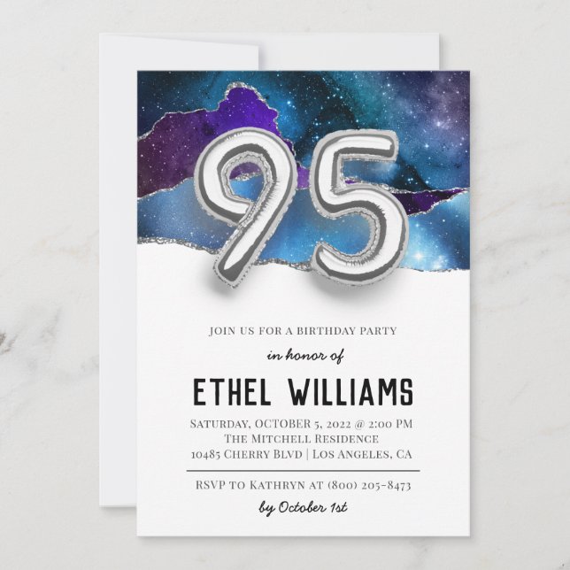 Invitation à la fête d'anniversaire de 95 ans (Devant)