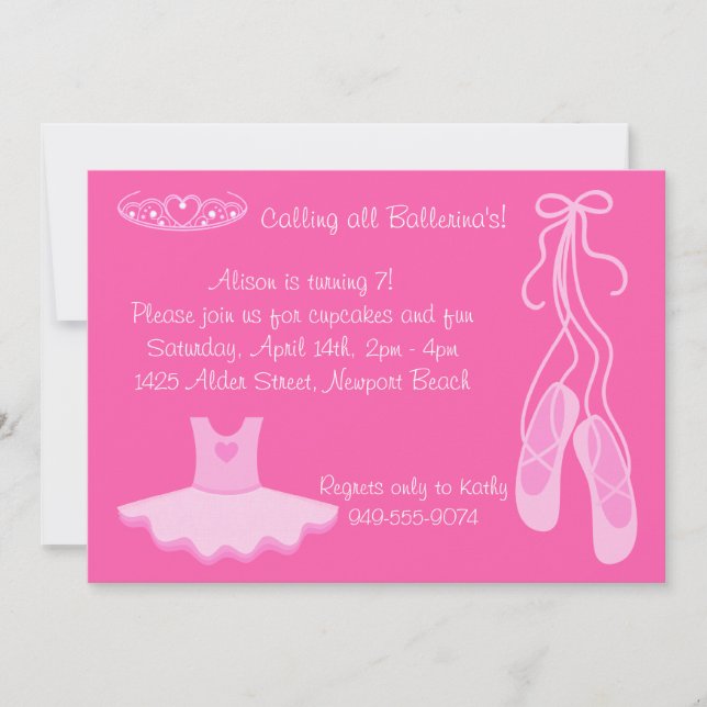 Invitation à la fête d'anniversaire de Ballerina (Devant)