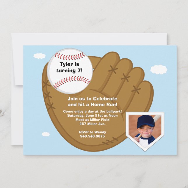 Invitation à la fête d'anniversaire de baseball (Devant)