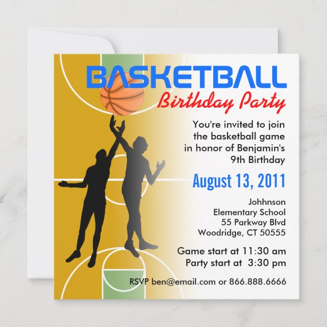 Invitation à la fête d'anniversaire de basket-ball (Devant)