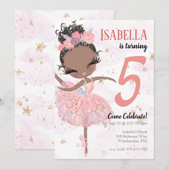 Invitation à la fête d'anniversaire de Black Balle (Devant / Derrière)