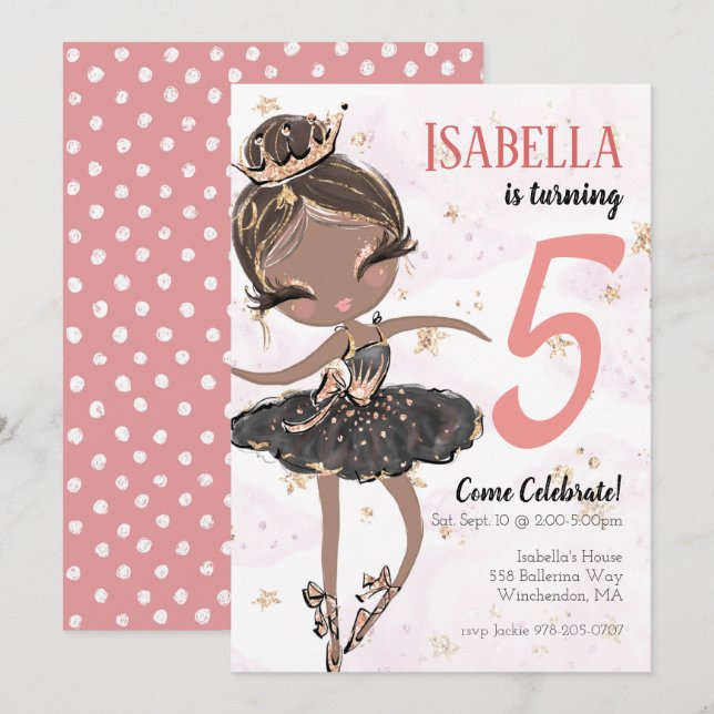 Invitation à la fête d'anniversaire de Black Balle (Devant / Derrière)
