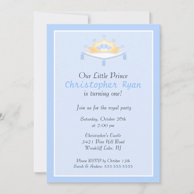 Invitation à la fête d'anniversaire de Blue Prince (Devant)